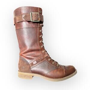 Timberland Savin Hill Brown Leather Lace Up Zip 8542R Combat Boots Size 7